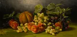 Still life with melon by Edward Chalmers Leavitt, 1890, oil on canvas, sold Feb 2020