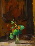Still Life with nasturtiums by Pierre Roussel, oil on canvas, sold Feb 2020