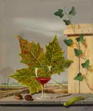 Still life with wineglass by Georges Spiro, oil on canvas, sold Feb 2020