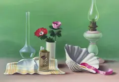 Nature Morte Shell by D. Noga, oil on panel, sold Feb 2020