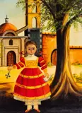 Girl with a cross by Agapito Labios, oil on canvas, sold Feb 2020