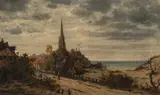 French Coastal Village by Gustave Mascart, oil on canvas, sold Feb 2020