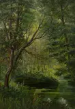 Woodland stream by Paul Biva, oil on canvas, sold Feb 2020