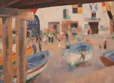Harbour of Capri by Clara Klinghoffer, 1935, oil on canvas, sold Feb 2020
