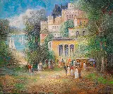 Party by the Lake by Willi Bauer, oil on canvas, sold Feb 2020