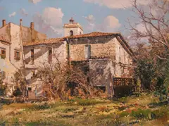 Scorcio Vabruzzon by Armando Romano, oil on canvas, sold Feb 2020