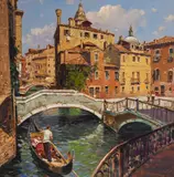 Venezia Bridge by Armando Romano, oil on canvas, sold Feb 2020