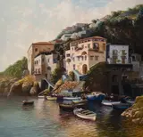 Conca Dei Marini by Amletto Colucci, acrylic on canvas, sold Feb 2020