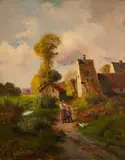 Untitled (House in the country) by Antonia Bosc, oil on canvas, sold Feb 2020