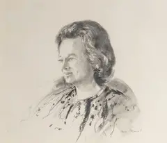 Portrait of Janet Traeger Salz by Pierre Roussel, graphite on paper, sold Feb 2020