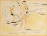 Sport sur la plage, St. Tropez by André Dunoyer de Segonzac, ink and watercolor on paper, sold Feb 2020
