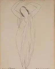 Isadora Duncan Study I by André Dunoyer de Segonzac, india ink on Arches paper, sold Feb 2020