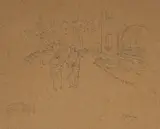 Roussel et Vuillard waiting for Jacques Salomon by Jacques Salomon, 1920, graphite on brown paper, sold Feb 2020
