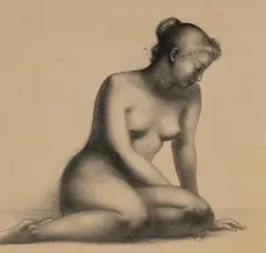 Untitled (Nude) by Clara Klinghoffer, graphite on paper, sold Feb 2020