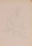 Hilda set by Clara Klinghoffer, 1920, graphite on paper laid on board, sold Feb 2020