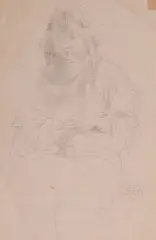 two drawings (Young woman) (Seated woman) by Clara Klinghoffer, 1919, graphite on paper, sold Feb 2020