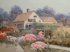 Path to the House by Ming Feng, oil on canvas (unstretched), sold Feb 2020