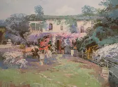 Formal Garden by Ming Feng, oil on canvas (unstretched), sold Feb 2020