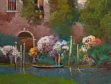 Venice Blossoms by Ming Feng, oil on canvas (unstretched), sold Feb 2020
