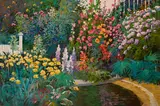 Garden Pond by Ming Feng, oil on canvas (unstretched), sold Feb 2020