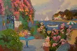 Summer Garden by the Sea by Ming Feng, oil on canvas (unstretched), sold Feb 2020