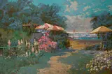 Moonlit Summer Sail by Ming Feng, oil on canvas (unstretched), sold Feb 2020