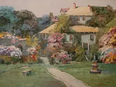 Garden Path by Ming Feng, oil on canvas (unstretched), sold Feb 2020