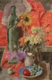 Still life with Madonna by Béla Kontuly, oil on canvas (unstretched), sold Feb 2020