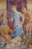 The Reader (Bela Kontuly's wife Fuchs Hajnalka) by Béla Kontuly, oil on canvas (unstretched), sold Feb 2020