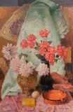 Still life with Flowers by Béla Kontuly, oil on canvas (unstretched), sold Feb 2020
