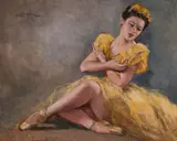 Ballerina in Yellow by Pál Fried, oil on canvas (unstretched), sold Feb 2020