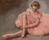 Pink Ballerina by Pál Fried, oil on canvas (unstretched), sold Feb 2020