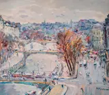 Autumn in Paris by Malva, oil on canvas (unstretched), sold Feb 2020