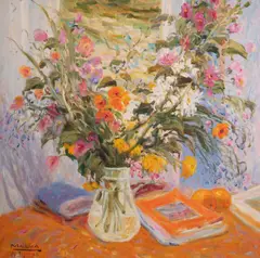Colors by Malva, oil on canvas (unstretched), sold Feb 2020