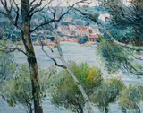 Across the River Seine by Malva, oil on canvas (unstretched), sold Feb 2020