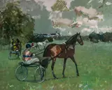 Before the Race by Ricard Arenys i Galdon, oil on canvas (unstretched), sold Feb 2020