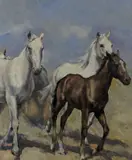 Four Horses by Pál Fried, oil on canvas, sold Feb 2020