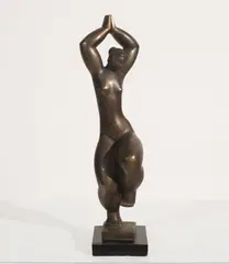 Lassie Standing by Baruch Saktsier, bronze on painted wood plinth, sold Feb 2020