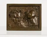 Three Faces in Relief by Richard McDermott Miller, 1985, bronze, sold Feb 2020