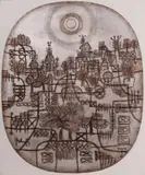 Rising Sun in Monotone by Heshi Yu, acrylic on canvas (unstretched), sold Feb 2020