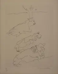 Untitled (Cows) by Jacques Villon, etching, sold Feb 2020