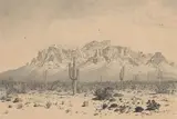 Superstition Mountain-Apache Trail, Ariz by George Elbert Burr, etching, sold Feb 2020