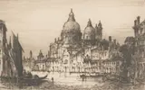 Venice (The Grand Canal) by James Alphege Brewer, drypoint etching, sold Feb 2020