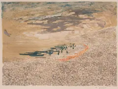 Beach Scene by Pierre Roussel, lithograph in colors, sold Feb 2020