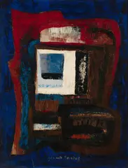Composition I by Gérard Sandoz, 1966, oil on wood panel, sold Mar 2020