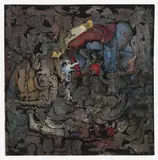 Untitled (Figures in primary colors) by Benoît Gilsoul, oil on canvas, sold Mar 2020