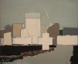 Untitled (Abstract cityscape I) by Benoît Gilsoul, oil on canvas, sold Mar 2020