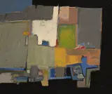 Untitled (Abstract cityscape III) by Benoît Gilsoul, oil on canvas, sold Mar 2020