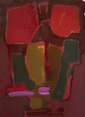 Untitled (Warm composition I) by Benoît Gilsoul, oil on paper, sold Mar 2020