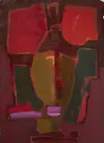 Untitled (Warm composition I) by Benoît Gilsoul, oil on paper, sold Mar 2020